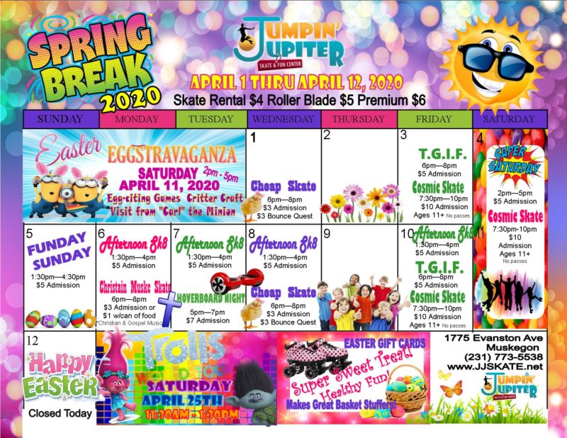Spring Break Schedule 2020 – Jumpin' Jupiter Skate & Fun Center