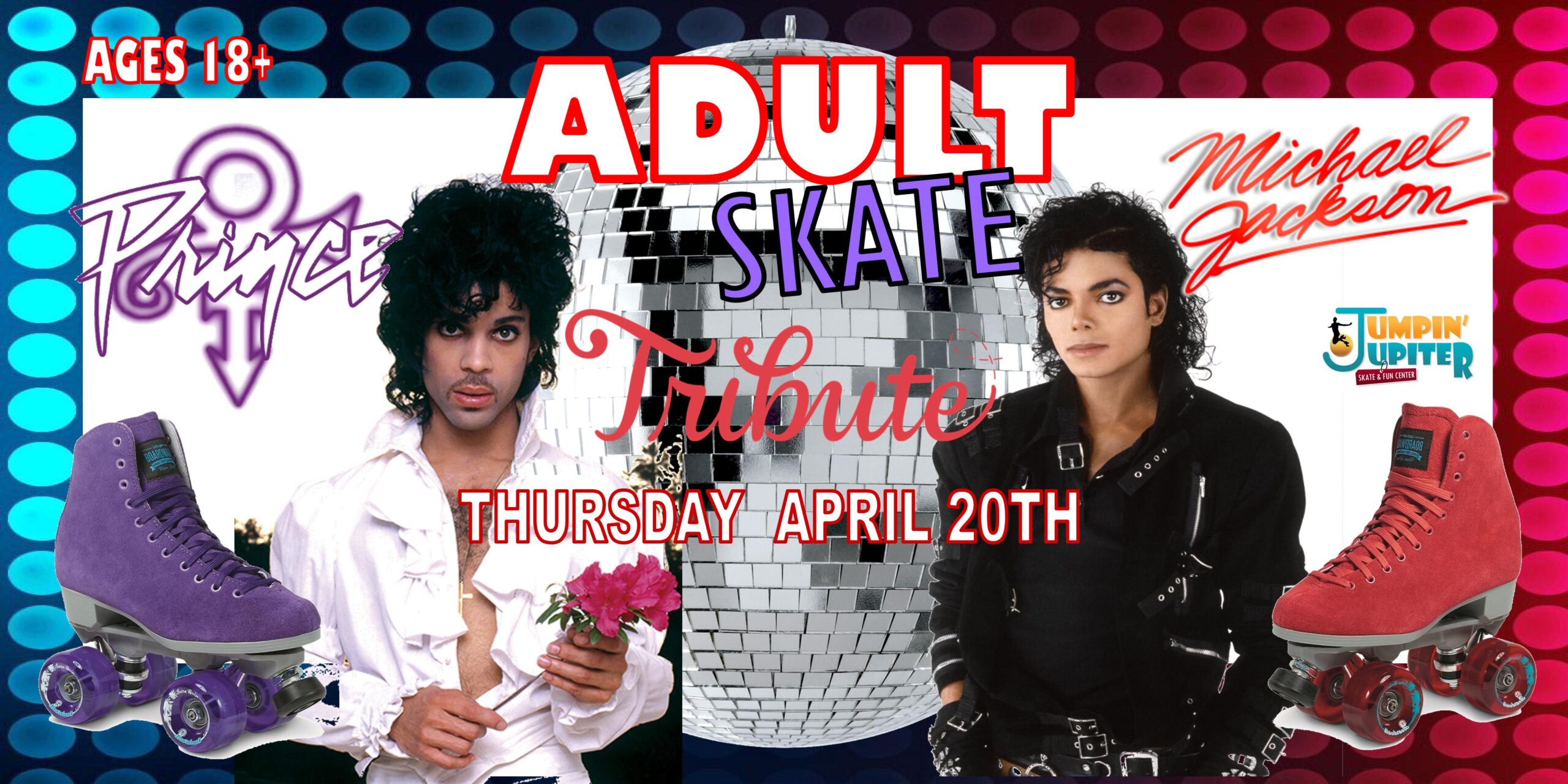 Adult Skate Night Prince MJ Tribute banner